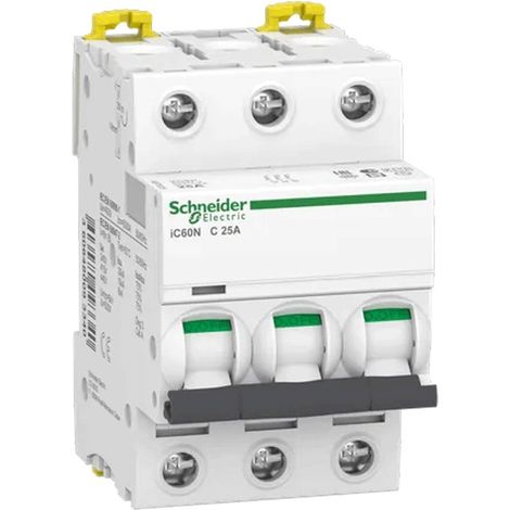 Schneider Acti9 iC60N disjoncteur 3P courbe C 6000A/10kA 25A
