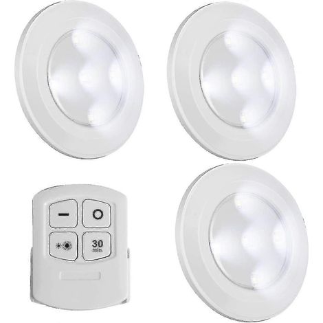 Lampes LED rondes sans fil avec télécommande, lampes à piles pour veilleuse, éclairage sous meuble, lampe de placard à intensité variable, lampe tactile, autocollante (1/5)
