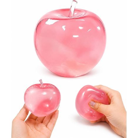 Taba Squishy Pomme Réaliste Objet Anti Stress Bureau Accessoire de Relaxation Adulte Gadget Sensoriel Doux pour Concentration et Soulagement (Pommes) (1/5)