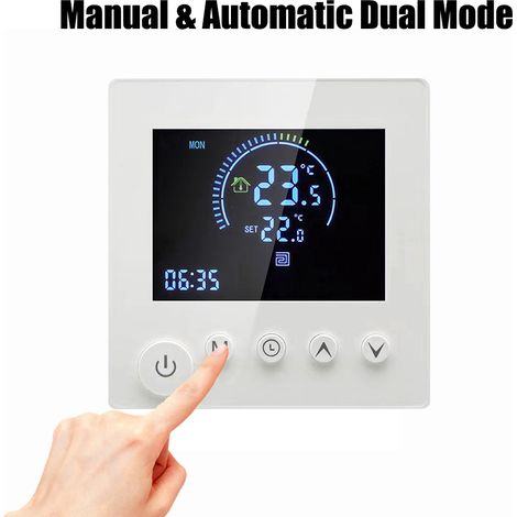 Thermostat mural intelligent programmable, capteur NTC, écran LCD, bouton tactile, chauffage de l'eau, sol chaud, thermorégulateur numérique, contrôleur de température pour la maison et la pièce (1/5)
