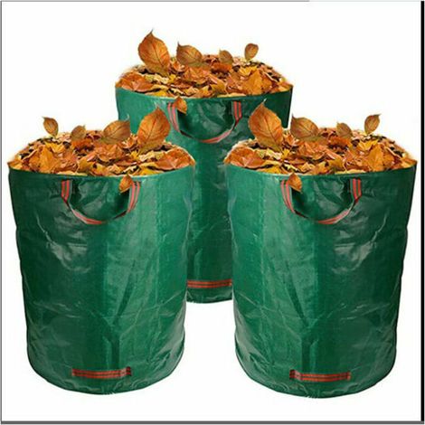 Green Abfallsäcke (3er-Pack). Robust Laubsäcke, ideal for Sammeln von Ästen and Gras aus Gartenabfällen (grün). (1/4)