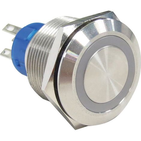 Bouton-poussoir, Momentané lumineux, LED Blanc, Unipolaire à deux directions (1RT), 3 A, 5 A, Montage panneau