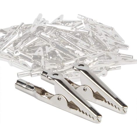 Lot de 50 Pinces Crocodiles en Métal 52 mm – Connecteurs pour Tests Électroniques, Laboratoire, Câbles de Mesure (1/5)