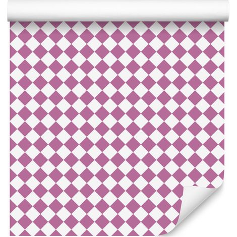 Papel pintado geométrico con rombos morados y rosa empolvado, 50x1000 cm. (1/5)