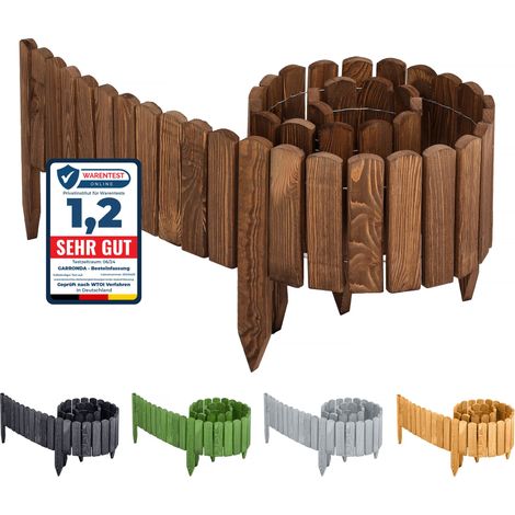 Garronda clôture de Jardin en Bois Bordure Jardin Cloture Jardin Exterieur Barrières de Jardin de Bois Palissade Bordurette de Jardin Longueur: 200 cm GD-0046 (Marron foncé, Hauteur: 30 cm)