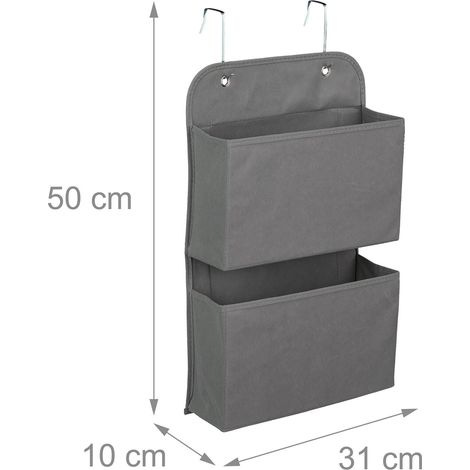 Organizer appeso per bagno ingresso 2 scomparti 45 x 30 x 20 cm design discreto in tessuto grigio antracite 130013504