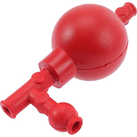 Remplisseur de Pipettes à 3 Valves en Caoutchouc Rouge 60ml pour Laboratoire, Poire de Pipette Main pour Recherche Agricole et Enseignement
