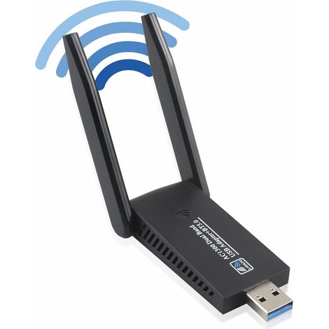 Clé WiFi AC1300 Mbps Dual Band 2.4/5 GHz avec Bluetooth 5.0 - Adaptateur USB 3.0 MU-MIMO Haute Vitesse pour PC Portable Bureau, Compatible Windows 10/8/7/XP et Mac (1/5)