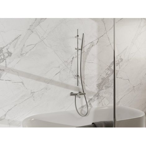 FugaFlow Eccelente Sobrado Mitigeur baignoire - avec barre curseur - douchette stick - flexible lisse - Inox brossé PVD (1/4)