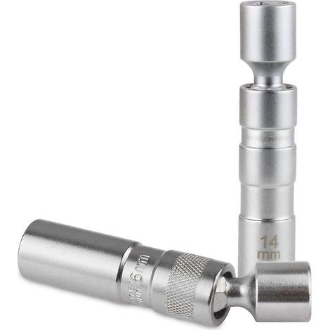 2 douilles magnétiques pivotantes pour bougies d'allumage 14 mm/16 mm, douille à douze pans 3/8" pour bougies d'allumage automobile avec conception pivotante (matériau CR-V) (1/4)