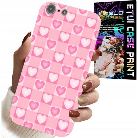 Hülle für iPhone 5 / 5S / 5C – rosa karierte Hülle mit Herzchenmuster + Glas (1/5)
