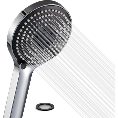 Handbrausekopf mit 6 Strahlarten und Massagefunktion, wassersparend, extra groß (Ø 130 mm), verchromt