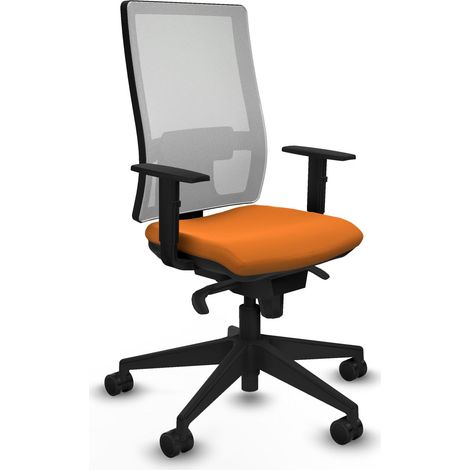 Horna sincro malla blanca similpiel naranja brazos 1D base piramidal  ruedas 65mm nailon (1/5)