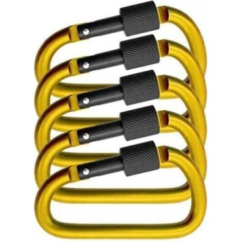 (78×42×7mm) Lot de 5 grands mousquetons à vis, mousquetons pour la fixation d'équipement, aluminium (1/4)