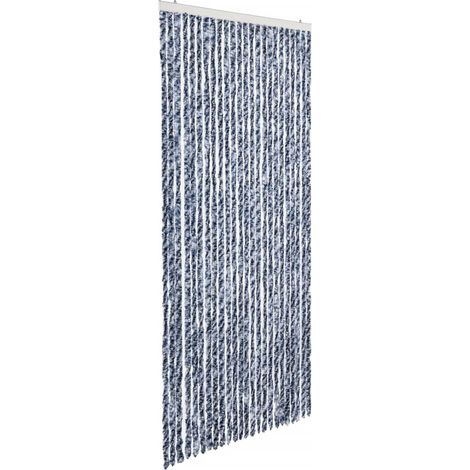 Moustiquaire,Rideau anti-moustique Bleu blanc et argenté 100x220 cm Chenille CFW78971 (1/5)