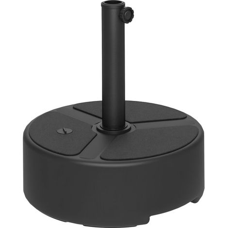 Socle de parasol rond noir en HDPE, remplissable de sable ou d'eau, 18-20 kg (1/5)