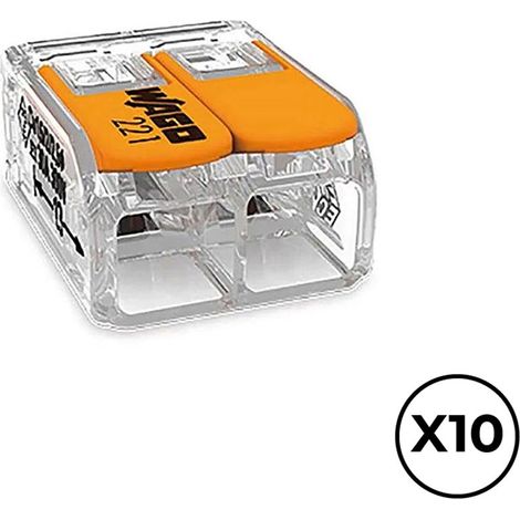 Lot de 10 connecteurs rapides 2 voies à levier de Ø6mm² maximum (450V 41A) pour conducteurs cuivre