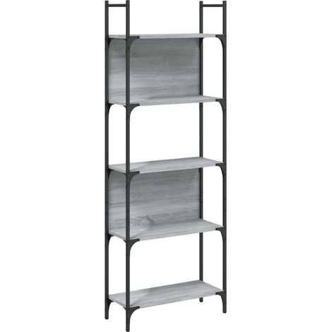 Bibliothèque Armoire à livres à 5 niveaux sonoma gris 60,5x24x166,5 cm (1/5)