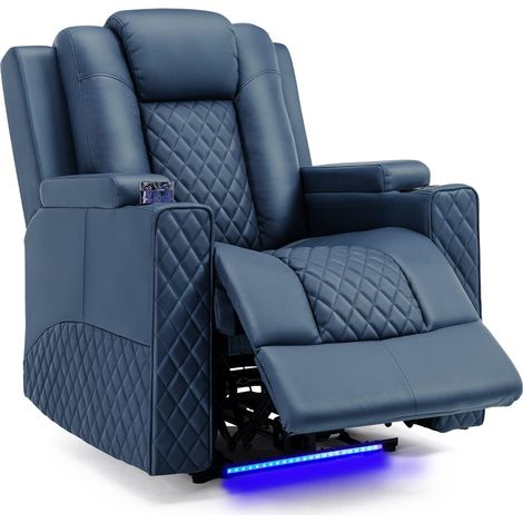Comhoma – Fauteuil inclinable avec éclairage LED – Châssis en métal – 2 porte-gobelets – Confort haut de gamme – Dimensions 86,4x157,5x111,8 cm