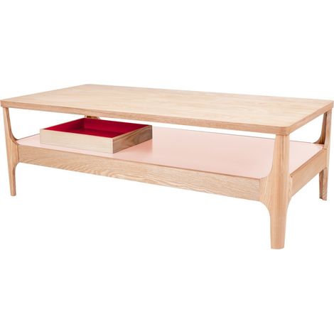 Tavolino da caffè Addison III in frassino con ripiano rosa 120x60 cm (1/3)