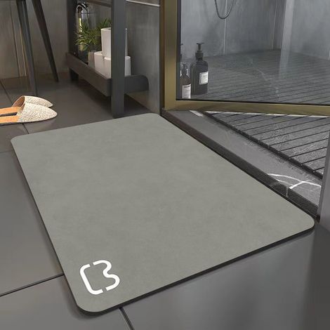 1-teiliges Set, Kieselgur-Badematte in der Farbe Haze Grey – rutschfest und saugfähig