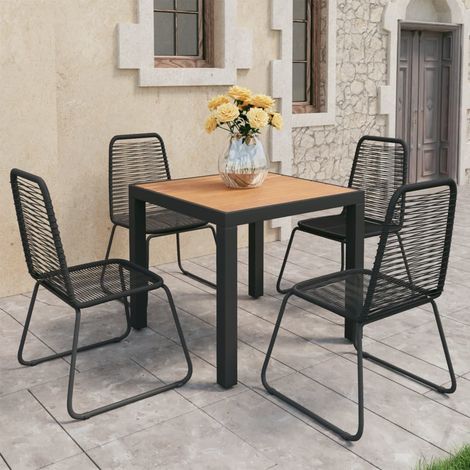 5-tlg. Garten-Essgruppe PVC Rattan Schwarz und Braun (1/5)
