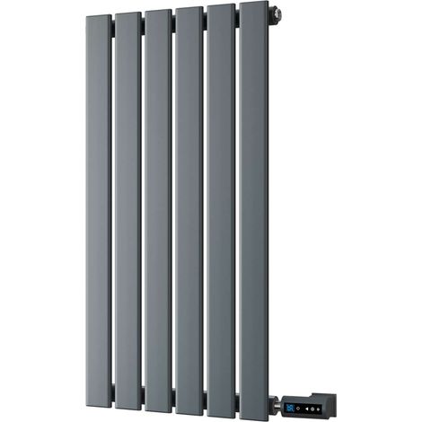 Typhoon - Anthracite Horizontal Electric Radiator H800 x W408mm Single Panel 300w Thermostatic WIFI - Feet Included (1/2)