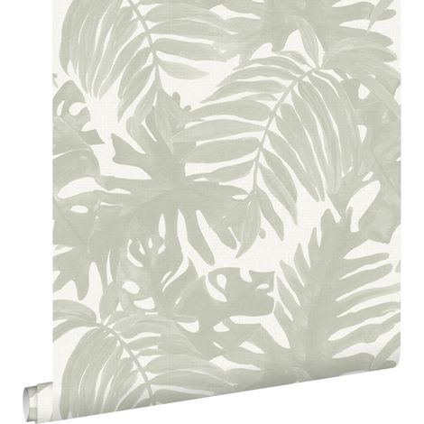papier peint feuilles tropicales gris clair  - ESTAhome (1/5)