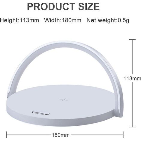 Lampe de bureau ronde tactile, petite, multifonctionnelle, chargeur sans fil, support pour téléphone portable, couleur imitation bois (1/4)