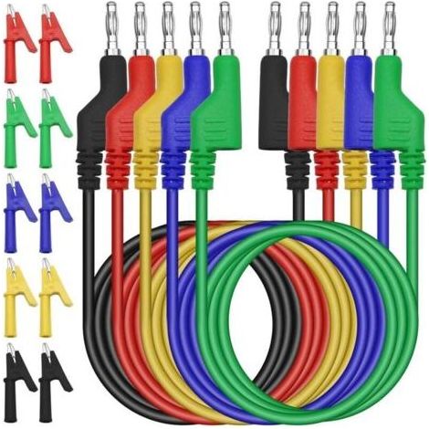 BARKBUSTERS 5 Multimeter-Messleitungen 4 mm, Bananensteckerkabel, Multimeter-Messspitzen, 10 isolierte Krokodilklemmen, für Kfz-/Industrie-/Testkabelkomponenten (1 (1/4)