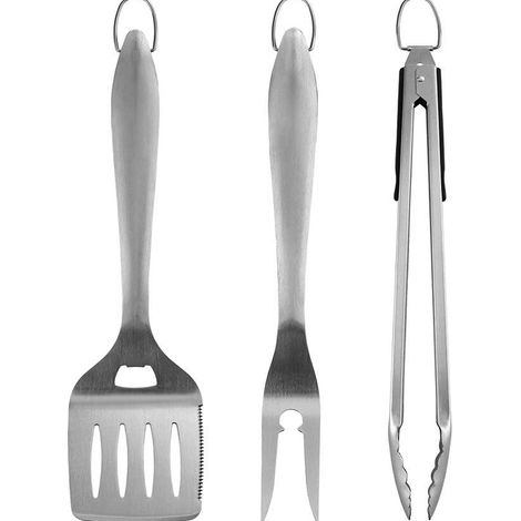 [MAI USATO]Attrezzi per barbecue, barbecue da campeggio all'aperto, spatola da cucina, forchetta, set di pinze per grigliare (1/4)