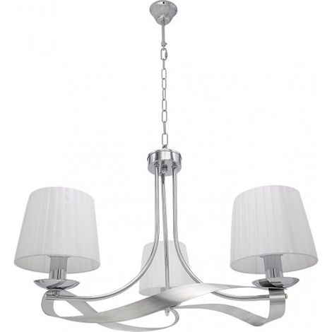 FABRILAMPFABRILAMP Lampada da soffitto cromata Baeza con paralume bianco