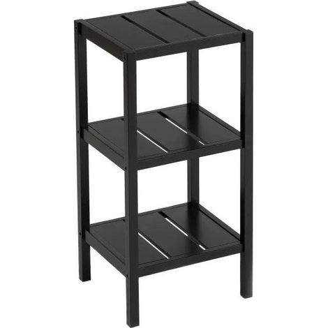 Étagère Salle de Bain Bois Noir MDF 3 Plateaux (1/3)