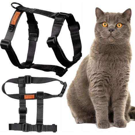 Harnais de protection WALKING pour chat Ukora, NOIR, uni, réglable (1/5)