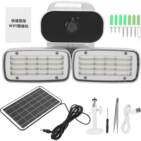 Caméra Solaire 4G 1080P avec 160 Lumières LED, Détection de Mouvement, Vision Nocturne, Lampe de Jardin, Surveillance de Cour, Version Amérique (1/5)