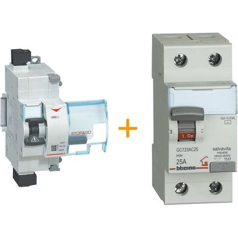 Bticino Salvavita STOP&GO Restart + Interruttore differenziale - F80SG FS80SG + GC723AC25