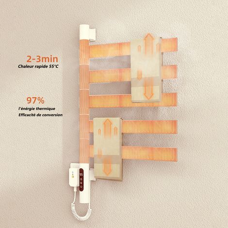 Largeight – Sèche-serviette électrique rotatif 150W – Acier inoxydable 304 – Chauffage à 360° – Économie d'énergie – IPX5 étanche