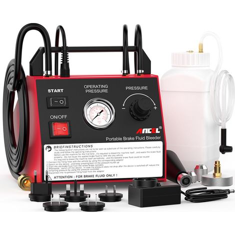 Appareil purgeur de liquide de frein ANCEL BR2000 alimenté 12V avec régulateur de pression manuel, remplacement automatique du fluide de frein, livré avec jeu d’adaptateurs multi-marques pour véhicule (1/5)