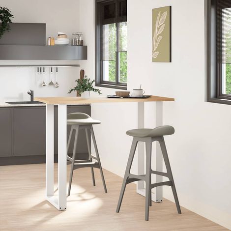Pieds de table de bar en U, 2 pièces, blanc, 60 x (110-111) cm, acier