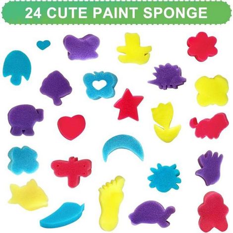 Lot de 51 pinceaux de peinture avec éponge Kit apprentissage pour enfants avec brosses en mousse Lot de pinceaux à KIT PEINTURE (1/5)
