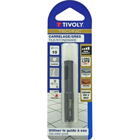TIVOLY Foret diamant pour carrelage en grès, diam. 10 mm TIVOLY