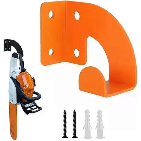 【02】Support mural robuste en métal pour tronçonneuse, idéal pour un rangement sécurisé. Organisateur mural pour atelier, garage et outils de jardin. (1/5)
