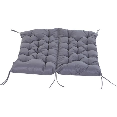 Coussin Matelas Assise Dossier pour Banc de Jardin balancelle canapé 2 Places Grand Confort 132 x 110 x 10 cm Gris