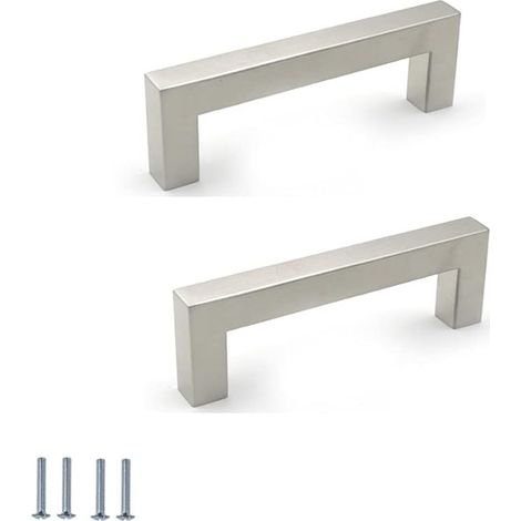 2 Poignées Acier Inoxydable Entraxe 96MM Meuble Cuisine Tiroir Armoire Argent