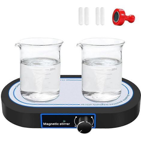 Agitateur magnétique à double position, 2 plateaux d'agitation de 500 ml, 50-1500 tr/min, agitateur magnétique à contrôle synchrone pour laboratoire, prise américaine (1/5)