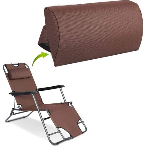 Appui-tête Chaise Longue 37x17cm, ergonomiques réglables inclinables plage/patio-Couleur café (1/4)
