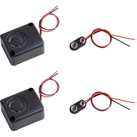 mini sirènes d'alarme carrées 12 V CC 110 dB Noir Antivol clips de batterie 9 V (1/5)