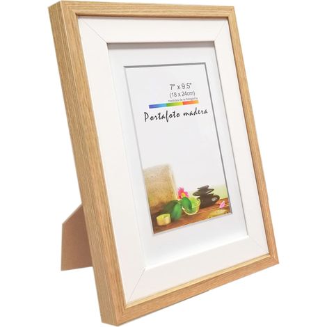 Marco de Foto Decoración Madera con Soporte de Pie y Doble Capa Fino Para Mesa o Pared 10x15 13x18 15x20 18x24 20x25 20x30 24x30 30x40 40x50 cm (1/5)