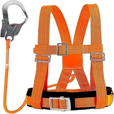 Harnais de Sécurité avec Longe, Baudrier Escalade, avec Support Ventral Epaissi, Portante 100 kg (Grande Boucle 1,6 m) (1/4)