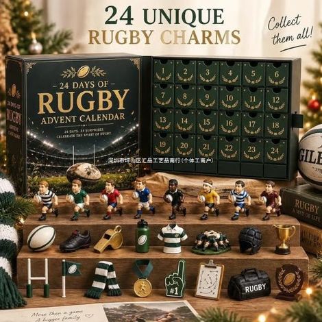 New RUGBY ADVENT CALENDAR 24 Unique Antique-Themed Acrylic Blind Boxes